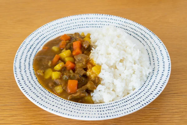Home Made Japanese Beef Curry Served Japanese Rice Plate Close — Stock Photo, Image