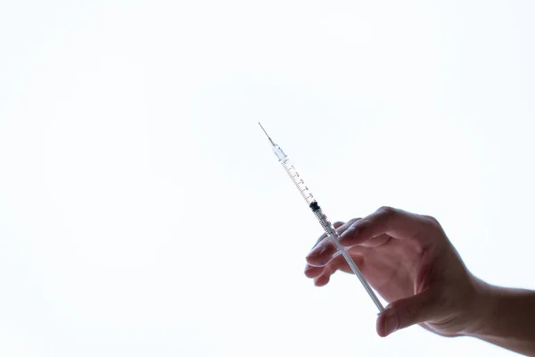 Médico Prepara Una Dosis Vacuna Inyectable Brazo Izquierdo Del Paciente — Foto de Stock