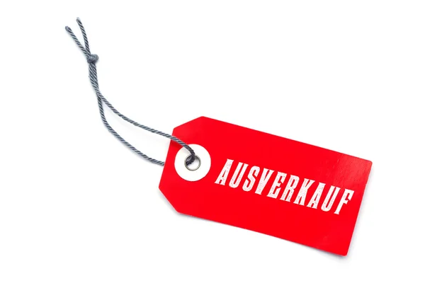 Червона мітка продажів тег з німецького повідомлення — стокове фото