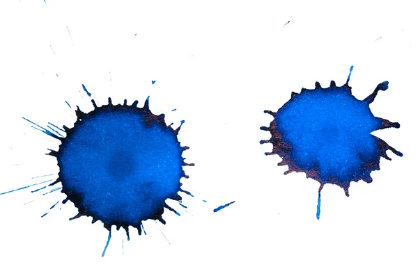 Δύο splahes μπλε μελάνι σε χαρτί — Φωτογραφία Αρχείου