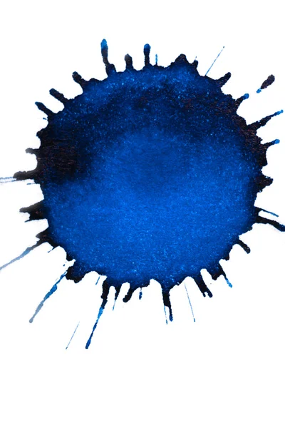 Splatter de tinta azul grande em papel — Fotografia de Stock