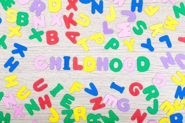 Cluster di lettere con la parola inglese infanzia — Foto Stock