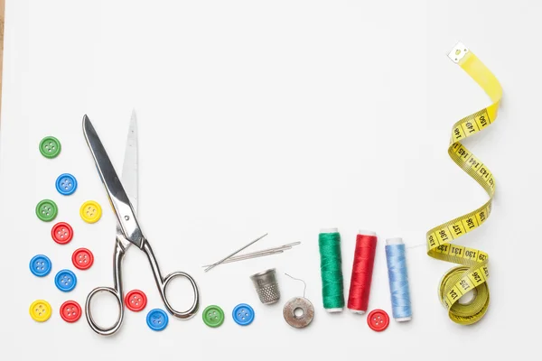 Needlework tailoring tools, isolated on white background — Stock Photo, Image