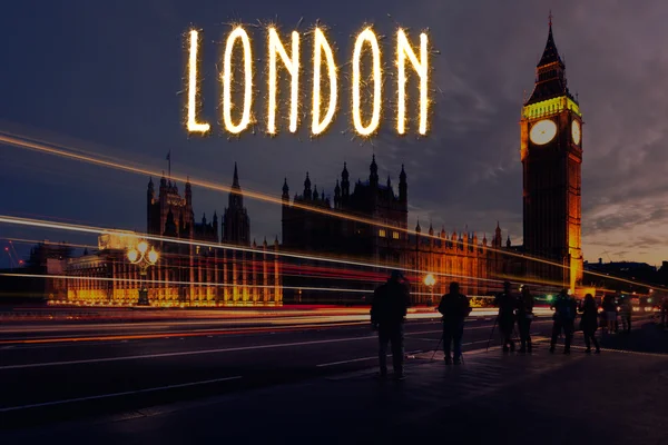 London Westminster am frühen Abend mit funkelndem Namen — Stockfoto
