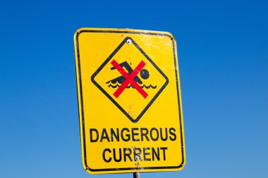 Dangerous Ocean Current Sign on Sydney Beach