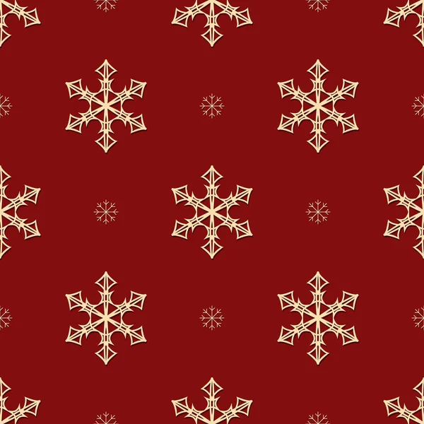 Бесшовный фон рождественских праздников. Белые снежинки на красном фоне — стоковый вектор