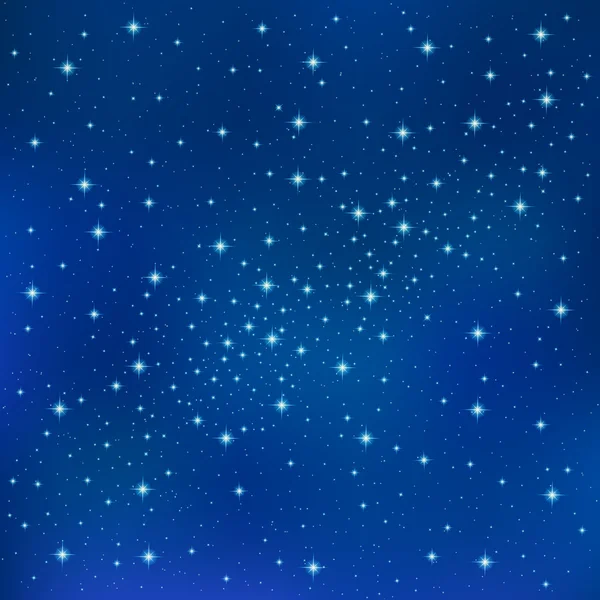 Fondo azul abstracto con brillantes estrellas centelleantes. Galaxia cósmica brillante (atmósfera). Textura de fondo de vacaciones en blanco para Navidad (Navidad), Feliz Año Nuevo, elementos de la Vía Láctea brillante (cielo de fantasía ) — Vector de stock