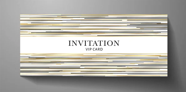 Premium Invite Vip Card Template Gold Silver Black Horizontal Line — Stock Vector