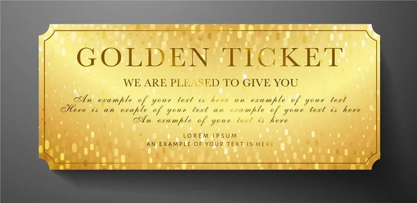 Guldbiljett Guld Bakgrund För Belöningskort Design Användbar För Presentkort Presentkort — Stock vektor