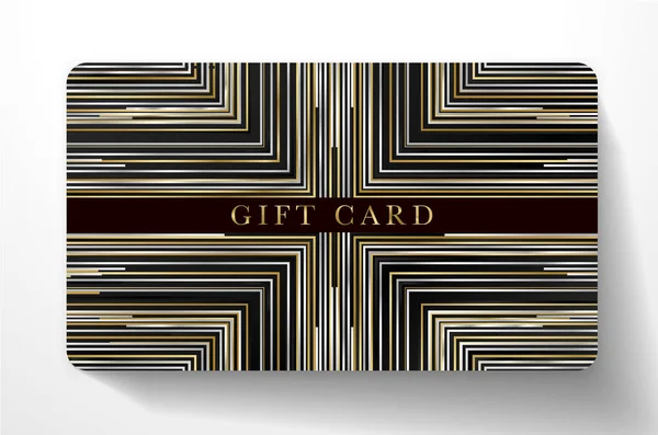 Premium Gift Card Horizontal Gold Black Silver Glitch Lines Black — Archivo Imágenes Vectoriales