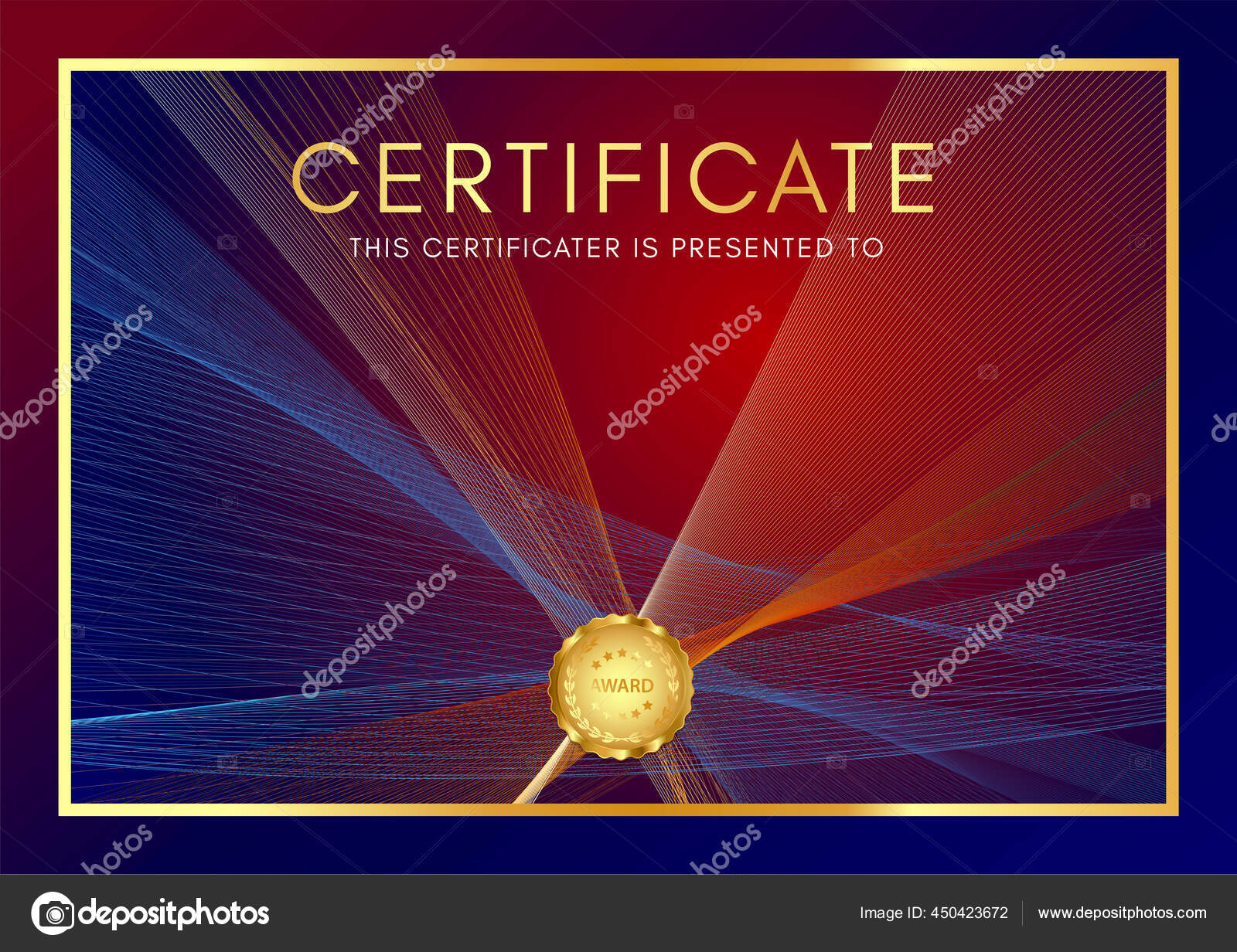 Modèle Certificat Avec Motif Guilloche Lignes Bordure Cadre Médaille D'or  image libre de droit par Shiny777 © #450423672