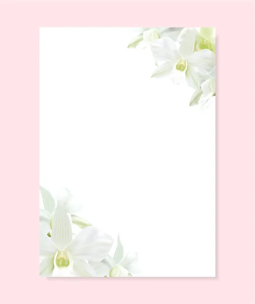 Modelo Branco Carta Amor Com Flor Orquídea Fundo Formato Bonito —  Vetores de Stock