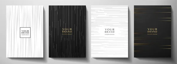 Modern Black White Cover Design Set Luxury Creative Dynamic Diagonal — Stock Vector