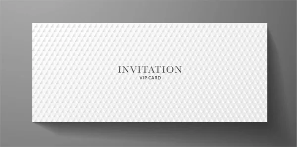 背景に抽象的な白三角形のパターン カーボンテクスチャ を持つプレミアムVip招待テンプレート 招待状 ギフト券 バウチャー ギフトカードまたはクーポンのための豪華なデザイン — ストックベクタ