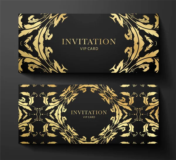 Modelo Convite Vip Premium Com Ornamento Dourado Curva Real Padrão —  Vetores de Stock