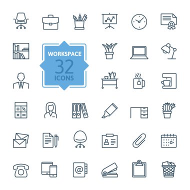 Anahat web Icon set - office çalışma alanı