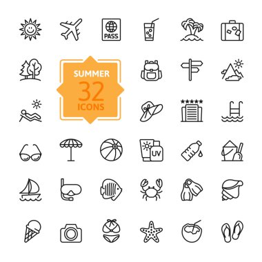 Anahat web Icon set - yaz, tatil, plaj