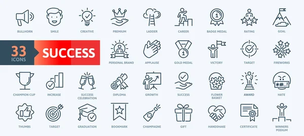 Web Set Success Goals Target Related Vector Line Icons Містить — стоковий вектор