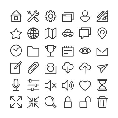 Apps user interface  basic simple icons set clipart