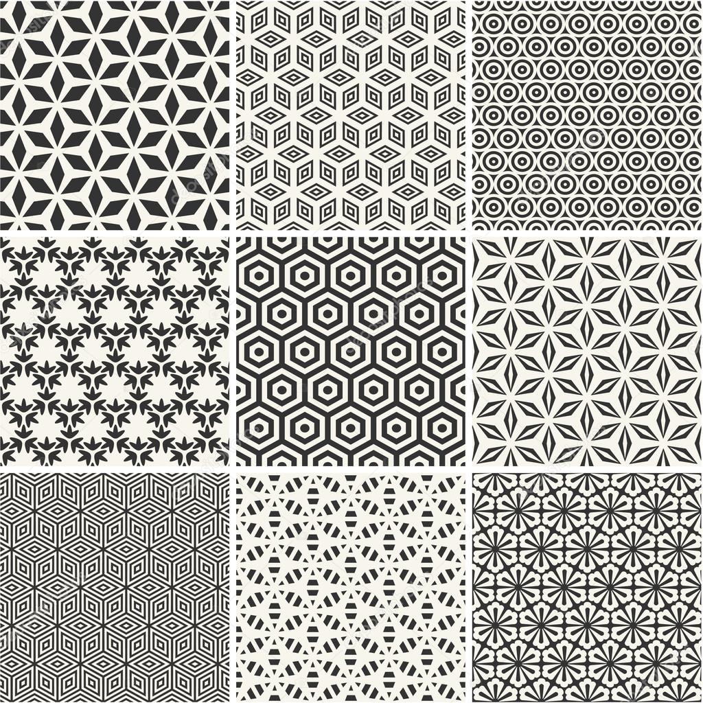 Seamless hexagons patterns collection