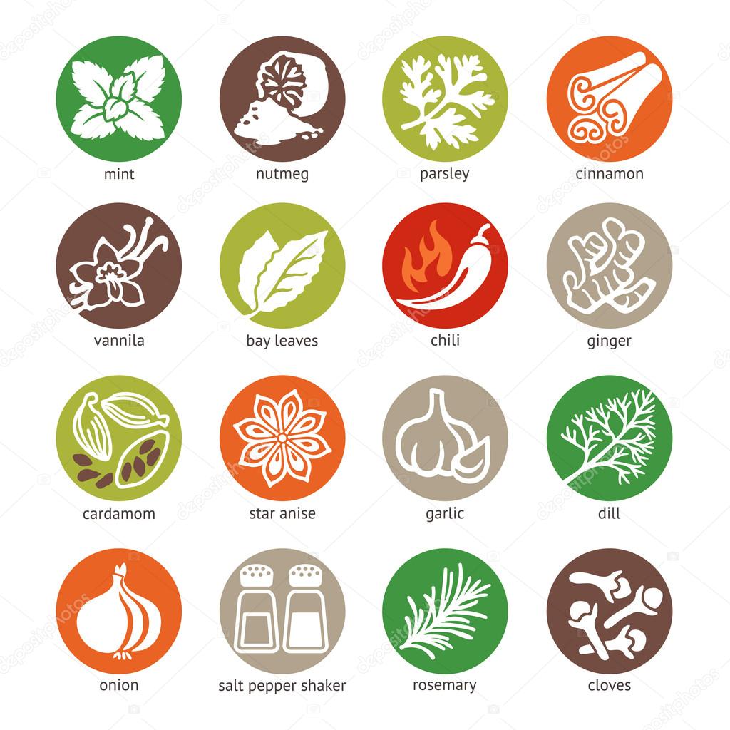 Web icon set - spices, condiments and herbs