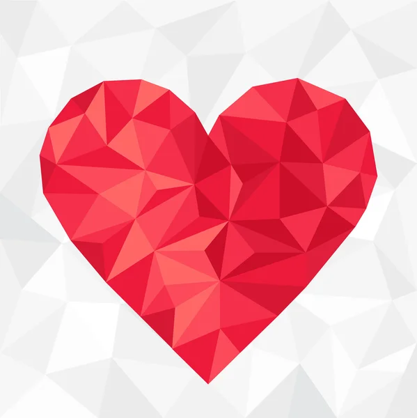 Coeur rouge polygonal. Saint Valentin — Image vectorielle