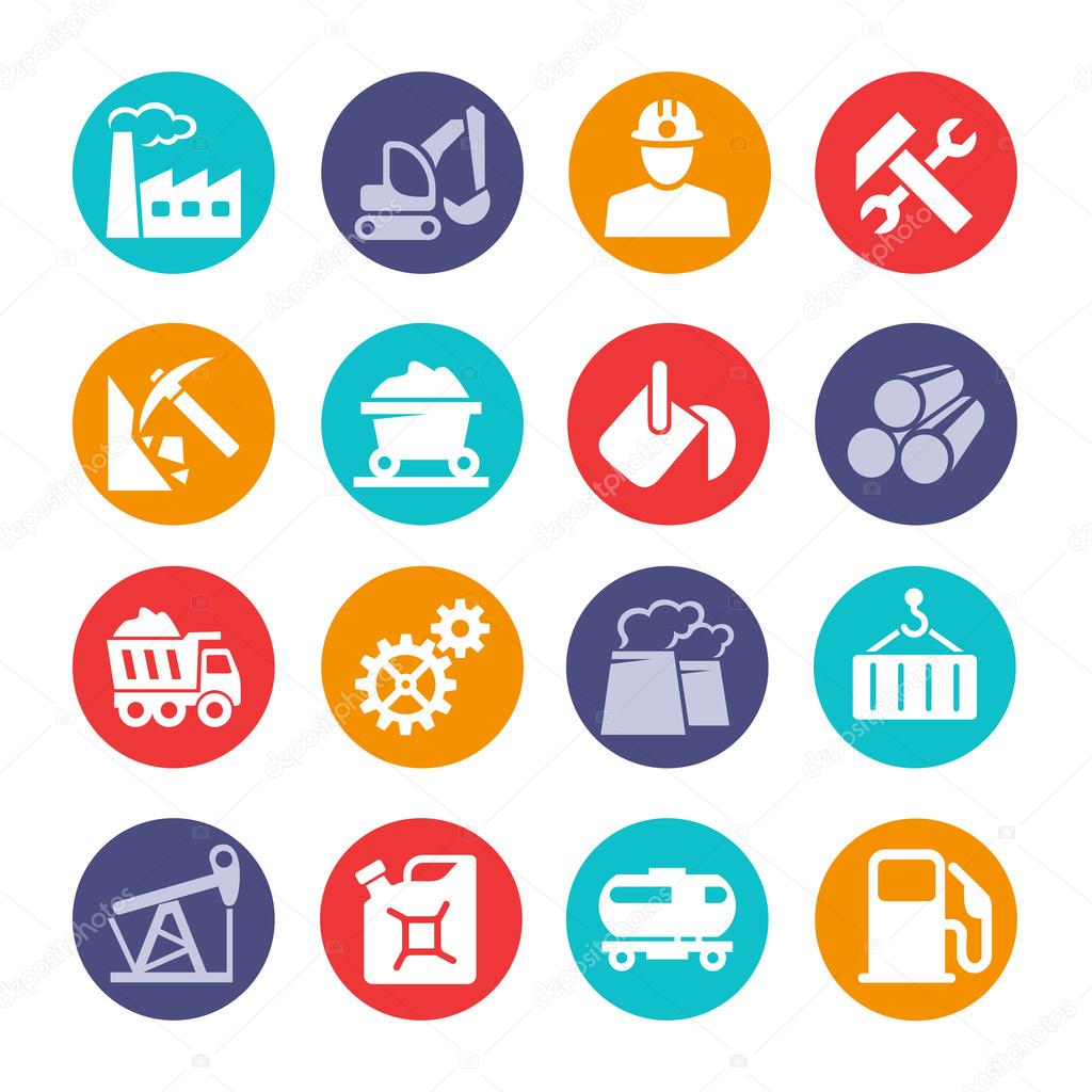 Industrial web icon set -colorul