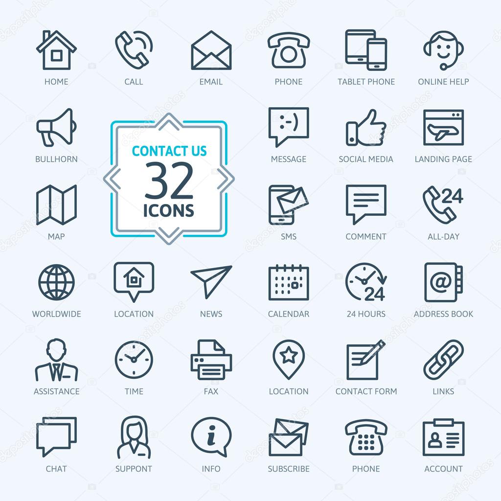 Outline web icons set - Contact us