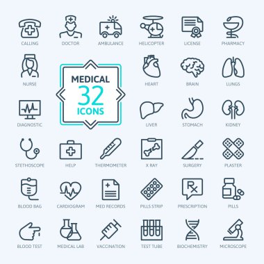 Outline web icon set - Medicine and Health symbols clipart