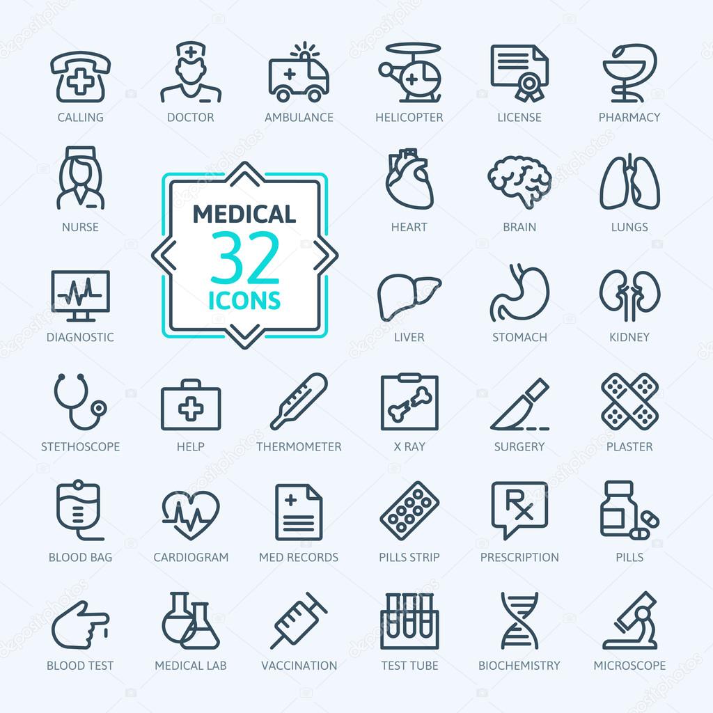 Outline web icon set - Medicine and Health symbols