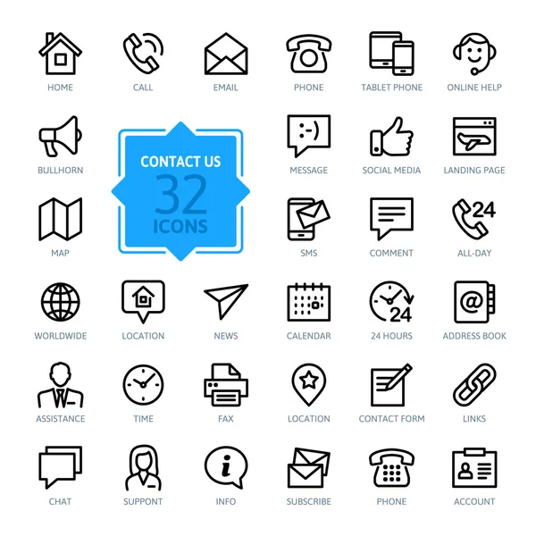 Outline web icons set - Contattaci Vettoriali Stock Royalty Free