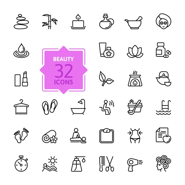 Outline web icon set - Spa & Beauty — Stock Vector