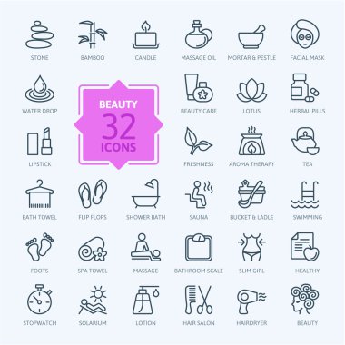 ince çizgiler web Icon set - spa ve güzellik