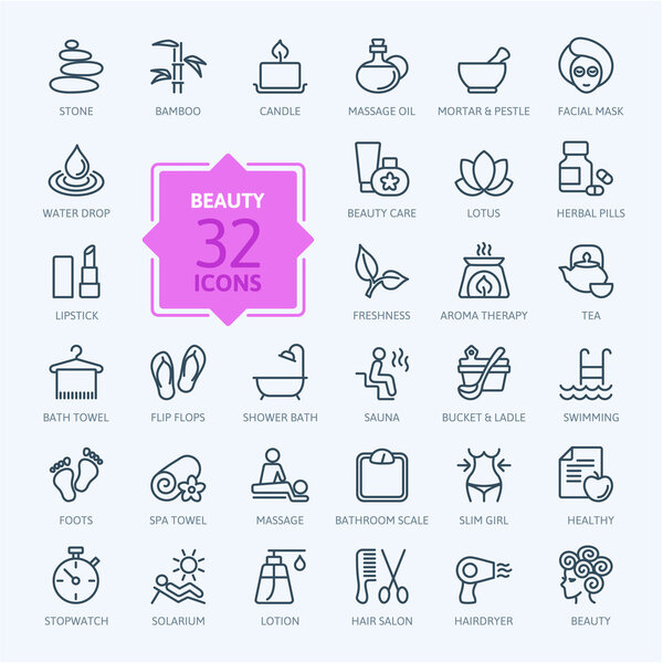 Thin lines web icon set - Spa & Beauty