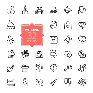 Outline web icon set - wedding clipart
