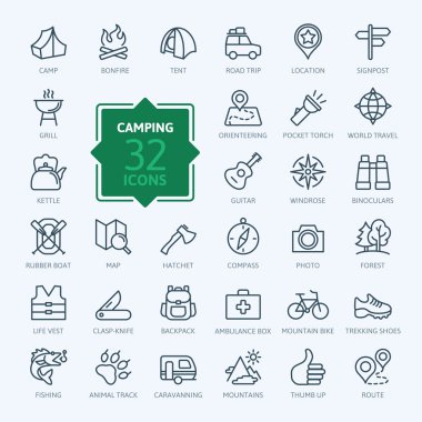 Anahat Icon set - yaz kamp, outdoor, seyahat.