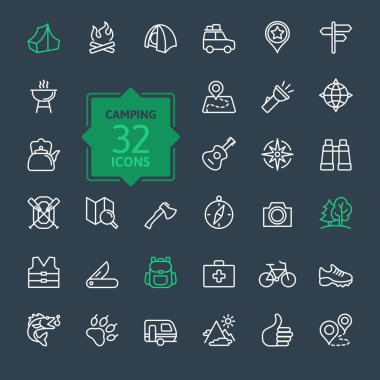 Anahat Icon set - yaz kamp, outdoor, seyahat