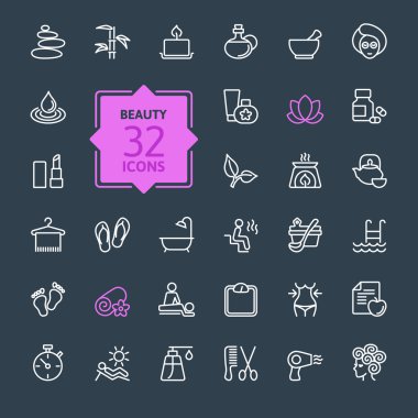 ince çizgiler web Icon set - spa ve güzellik