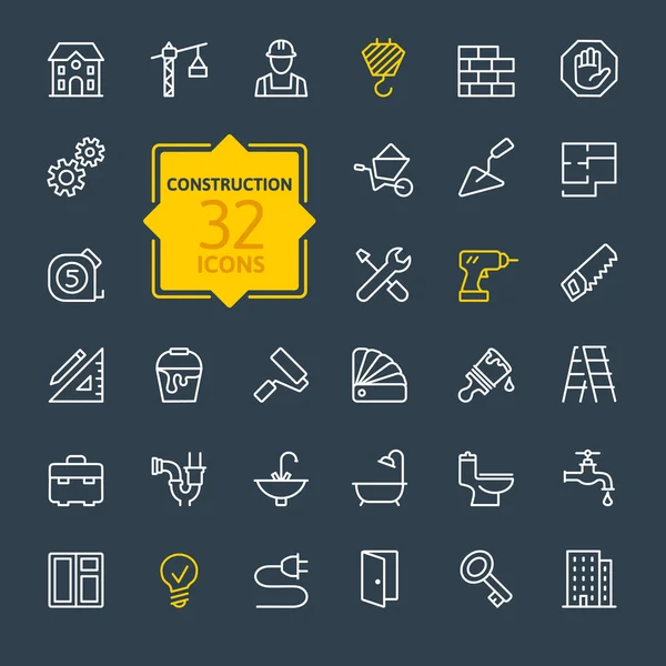 Umrisse web icons set - bau, home repair tools — Stockvektor