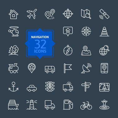 Anahat web Icons set - navigasyon, konum, ulaşım