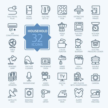 Outline icon collection - household appliances clipart