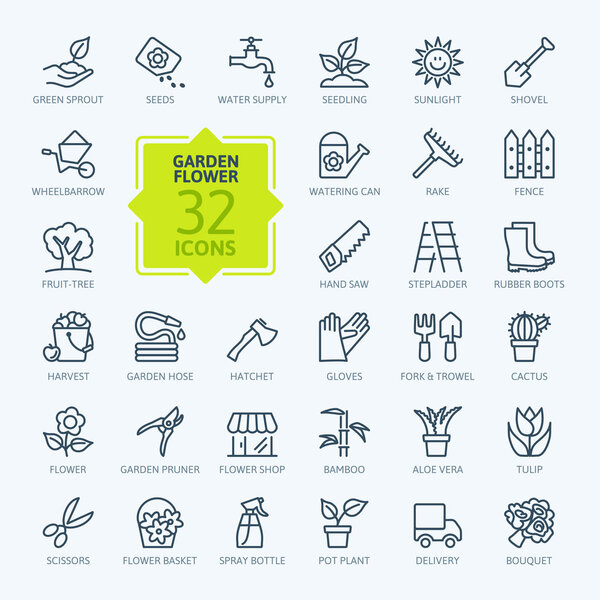 Outline icon collection - Flower and Gardening