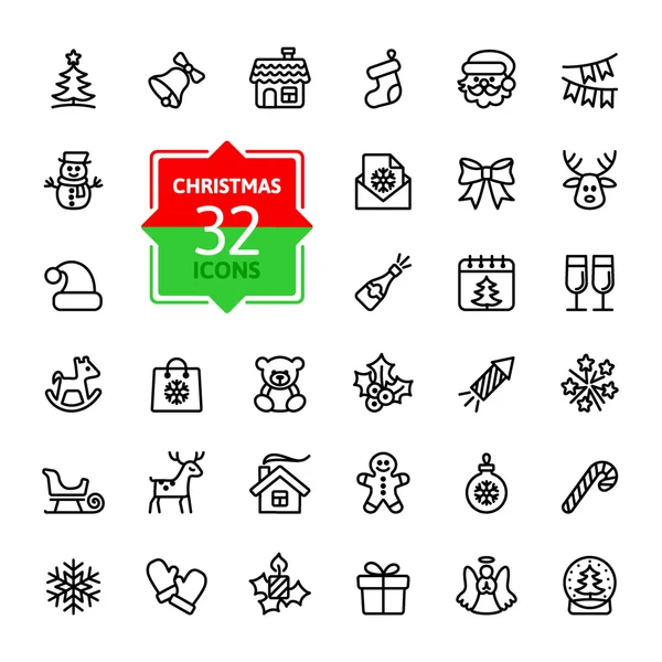 Outline icon collection - Christmas set — Stock Illustration Outline icon collection - Christmas set Stock Illustration