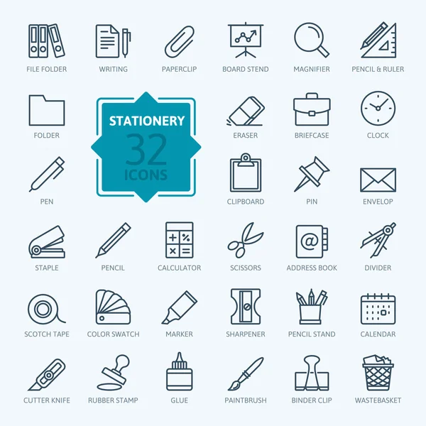 Outline web icon set - articoli di cancelleria per ufficio — Vettoriale Stock