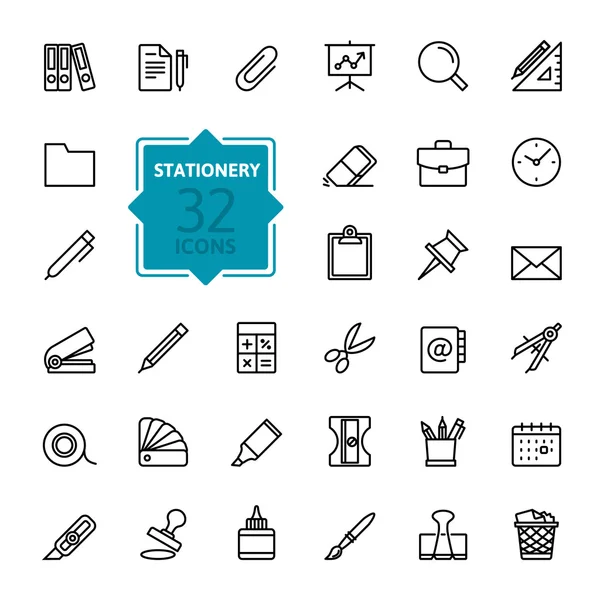 Outline web icon set - office stationery — Stock Illustration Outline web icon set - office stationery Vector Graphics