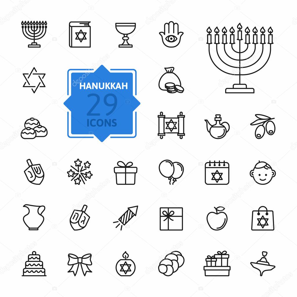 Outline icon collection - Symbols Of Hanukkah