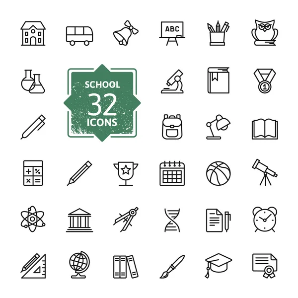Outline icon collection - School education — Stock Illustration Outline icon collection - School education Vector Graphics