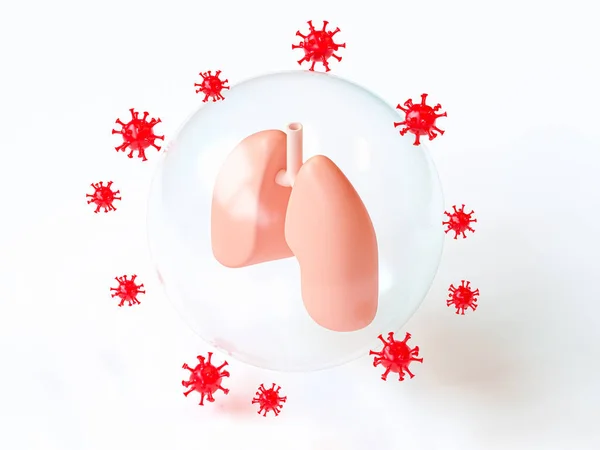Human lungs protected by shield from virus attack — Foto de Stock