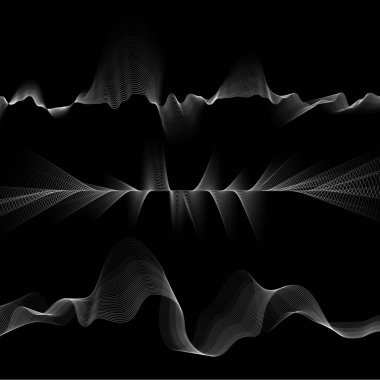 Beyaza izole edilmiş soyut ses dalgaları seti. Vektör illüstrasyonu