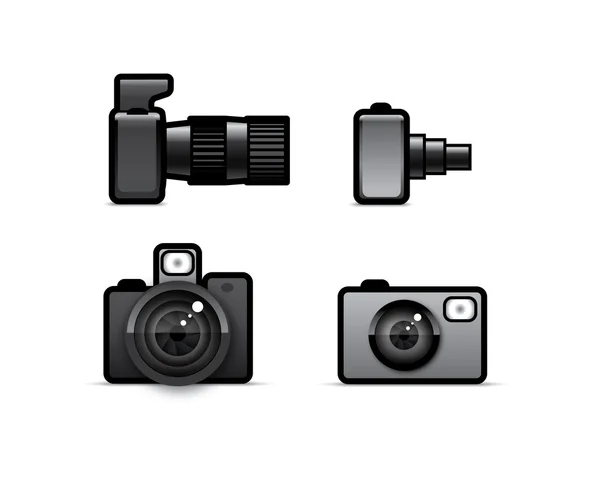 Cuatro iconos de la cámara fotográfica — Vector de stock
